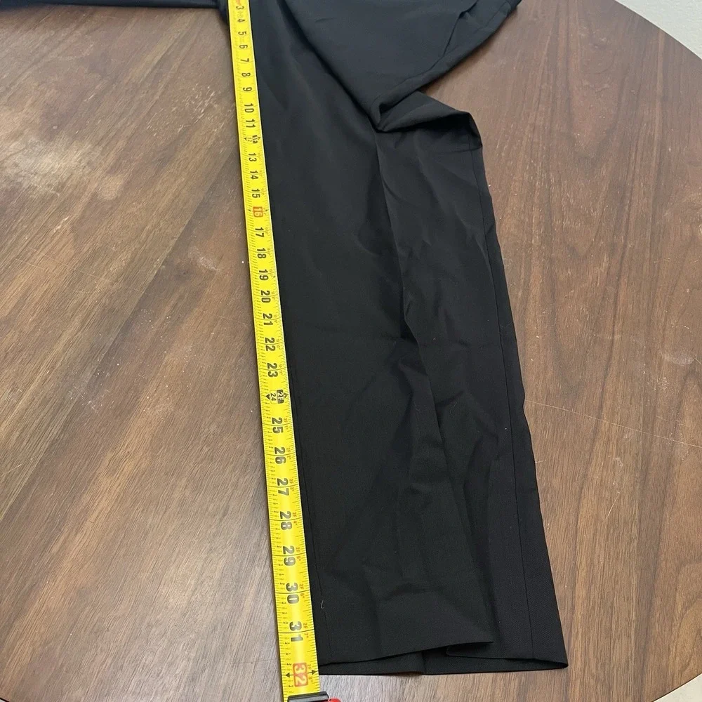Banana Republic Men's Dress Pants Black 100% Wool Shell Size 33x32 Flat Front